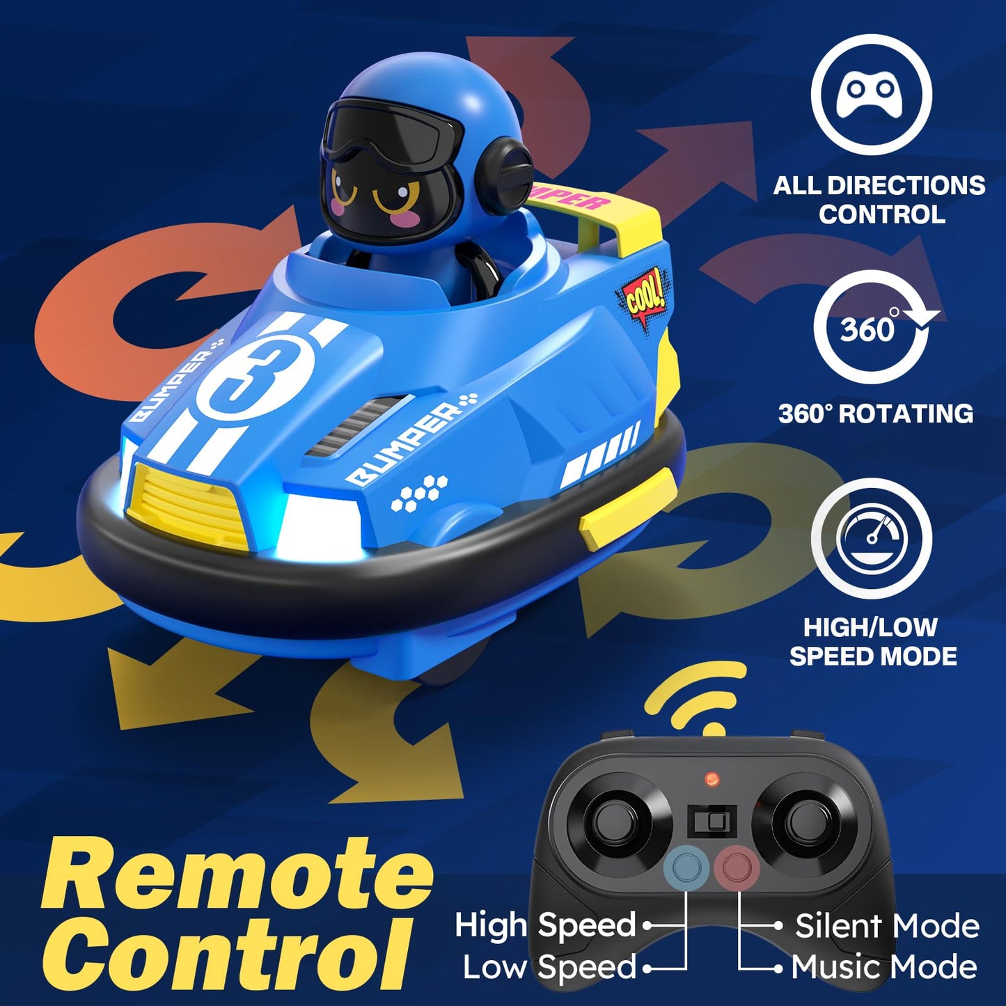 2-Pack Remote Control Bumper RC Cars for Kids
