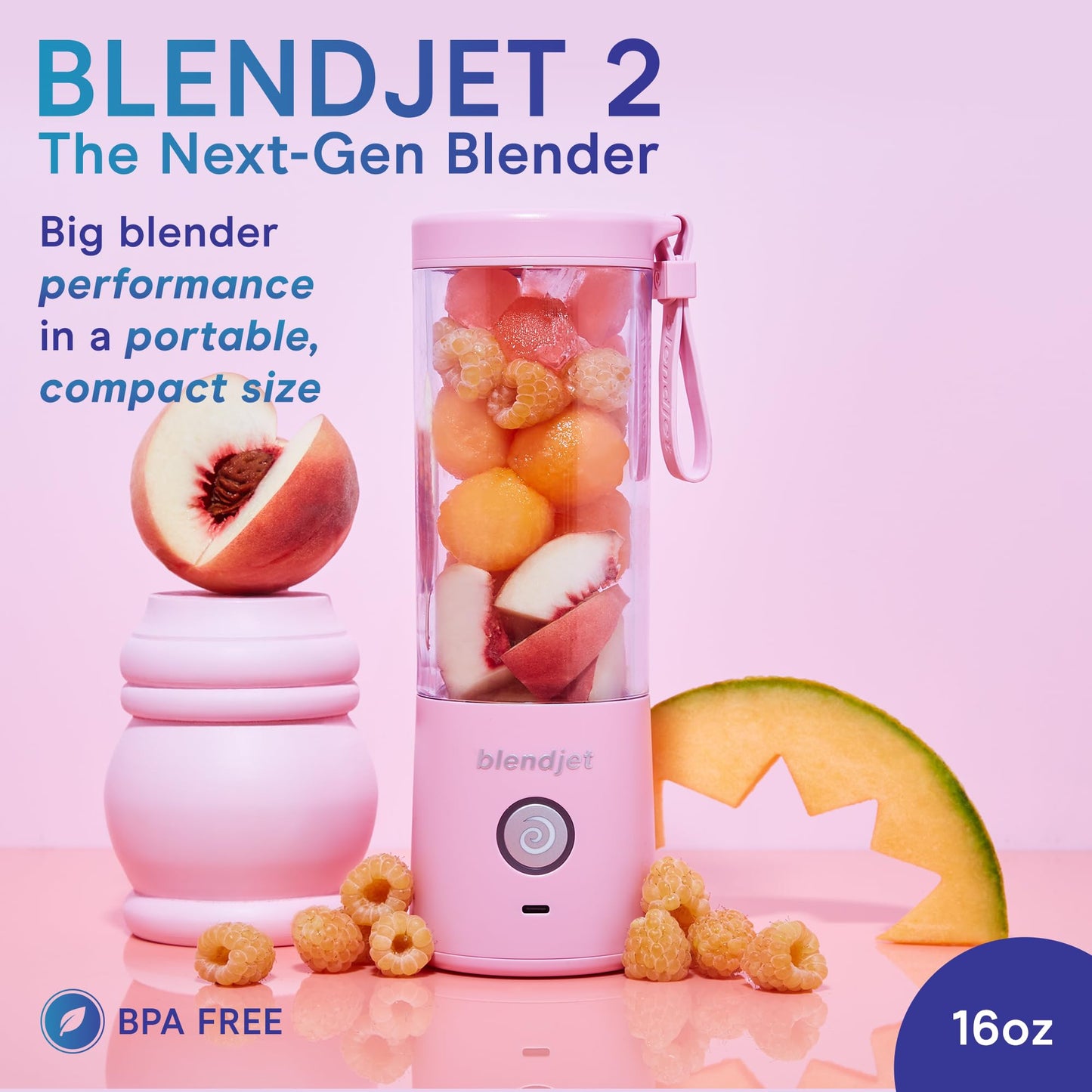 BlendJet 2 Portable Blender - USB-C Rechargeable 16oz Personal Blender