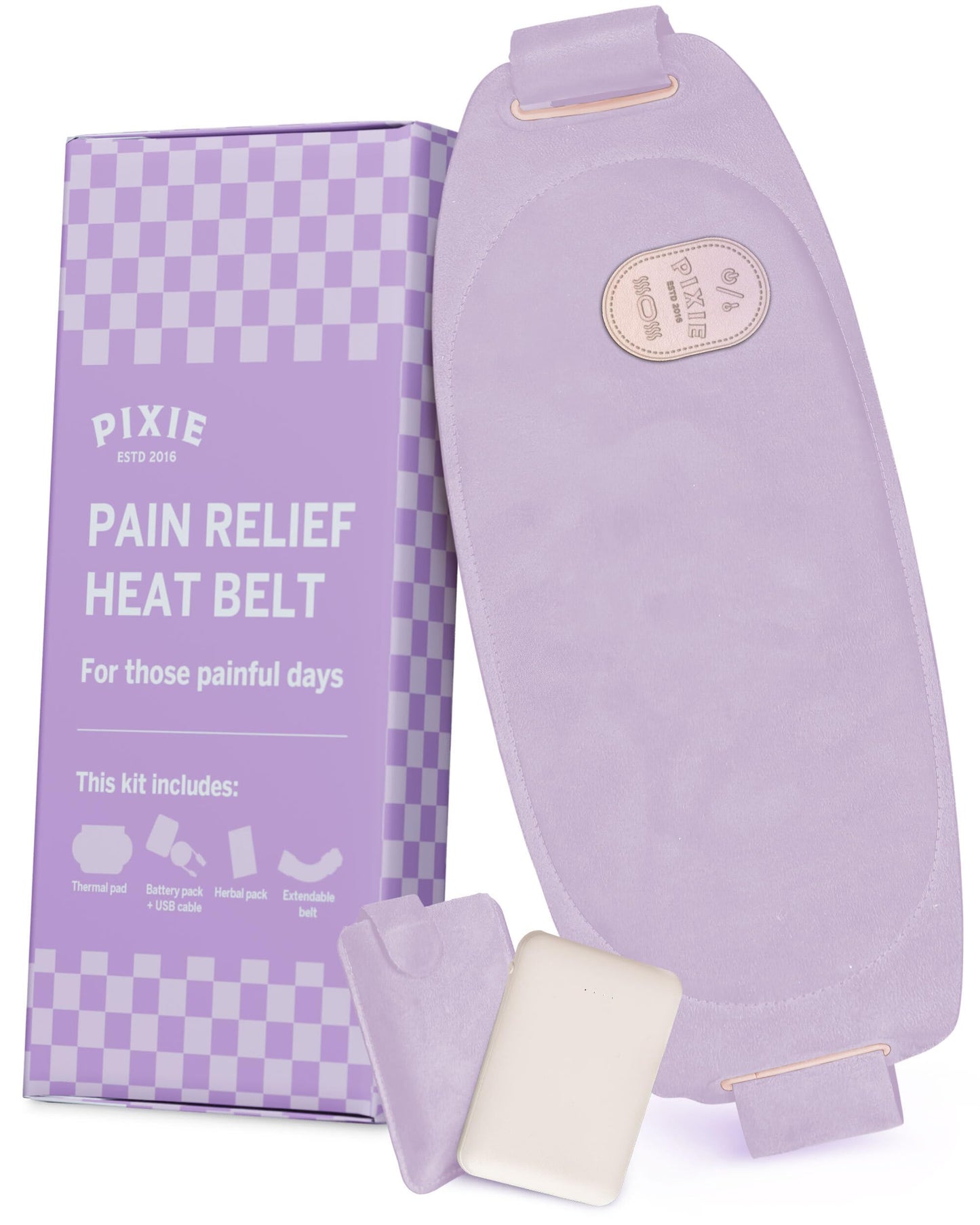 Pixie Period Heating Pad for Cramps - Thinnest Wearable Heating Pad for Feminine Care - Unnoticeable Under Clothes - Best Portable Heat Belt for Menstrual Pain Relief - FSA Eligible and HSA Eligible