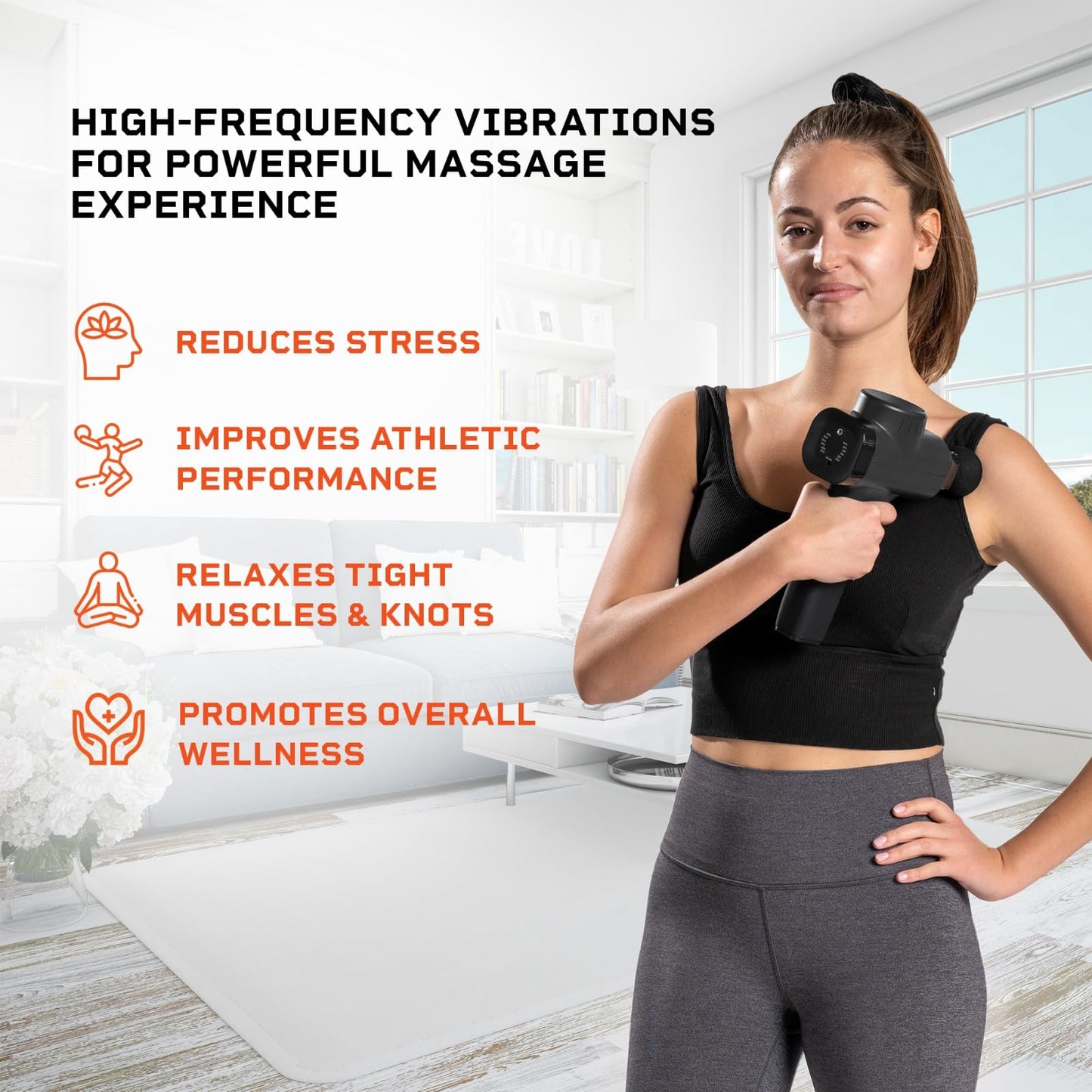 LifePro Deep Tissue Massage Gun – Muscle Massager with 8 Heads, 5 Speeds, Percussion Gun for Athletes