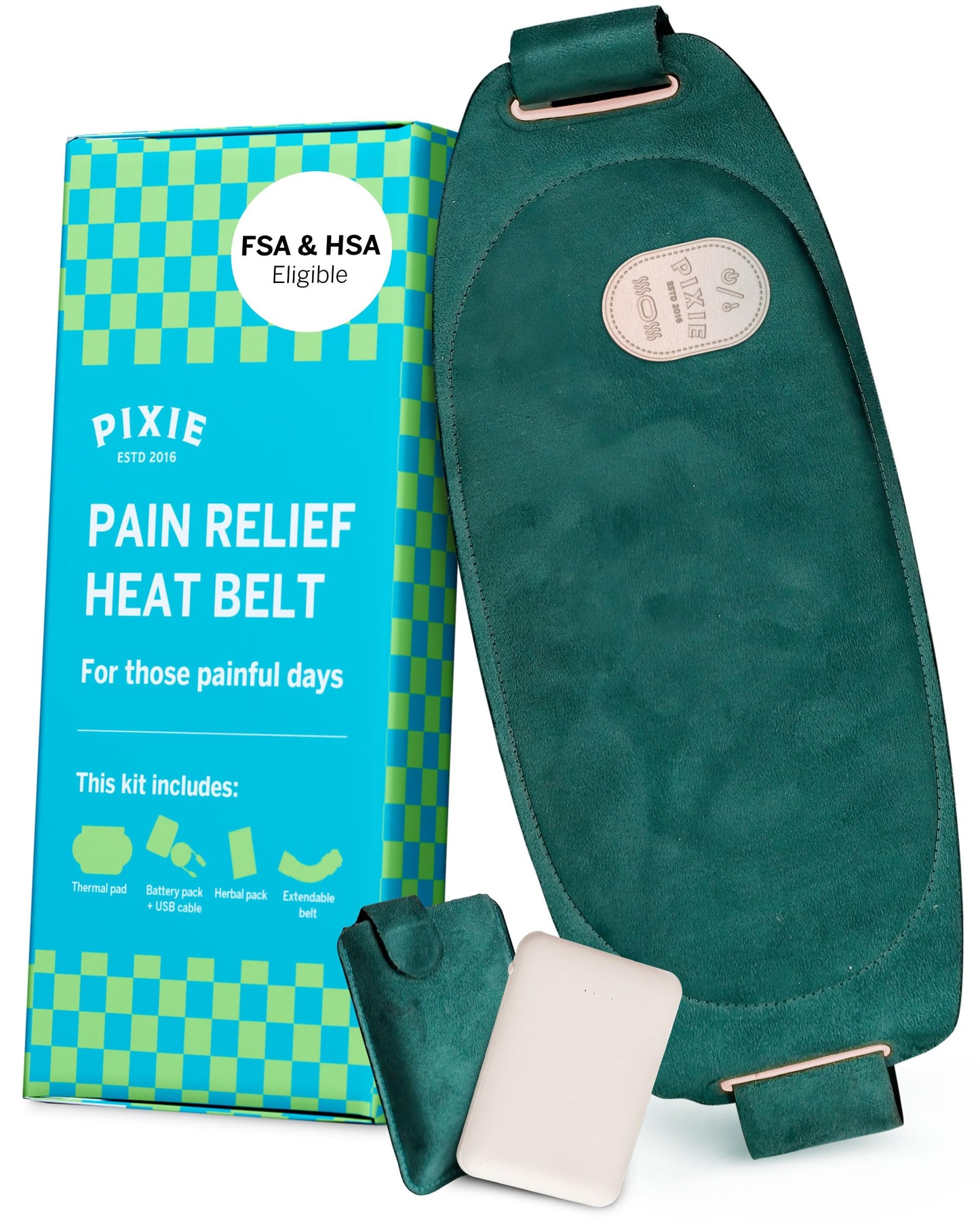 Pixie Period Heating Pad for Cramps - Thinnest Wearable Heating Pad for Feminine Care - Unnoticeable Under Clothes - Best Portable Heat Belt for Menstrual Pain Relief - FSA Eligible and HSA Eligible