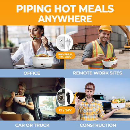 FORABEST Electric Heated Lunch Box 1.5L – Portable Leakproof Food Warmer with Thermal Bag