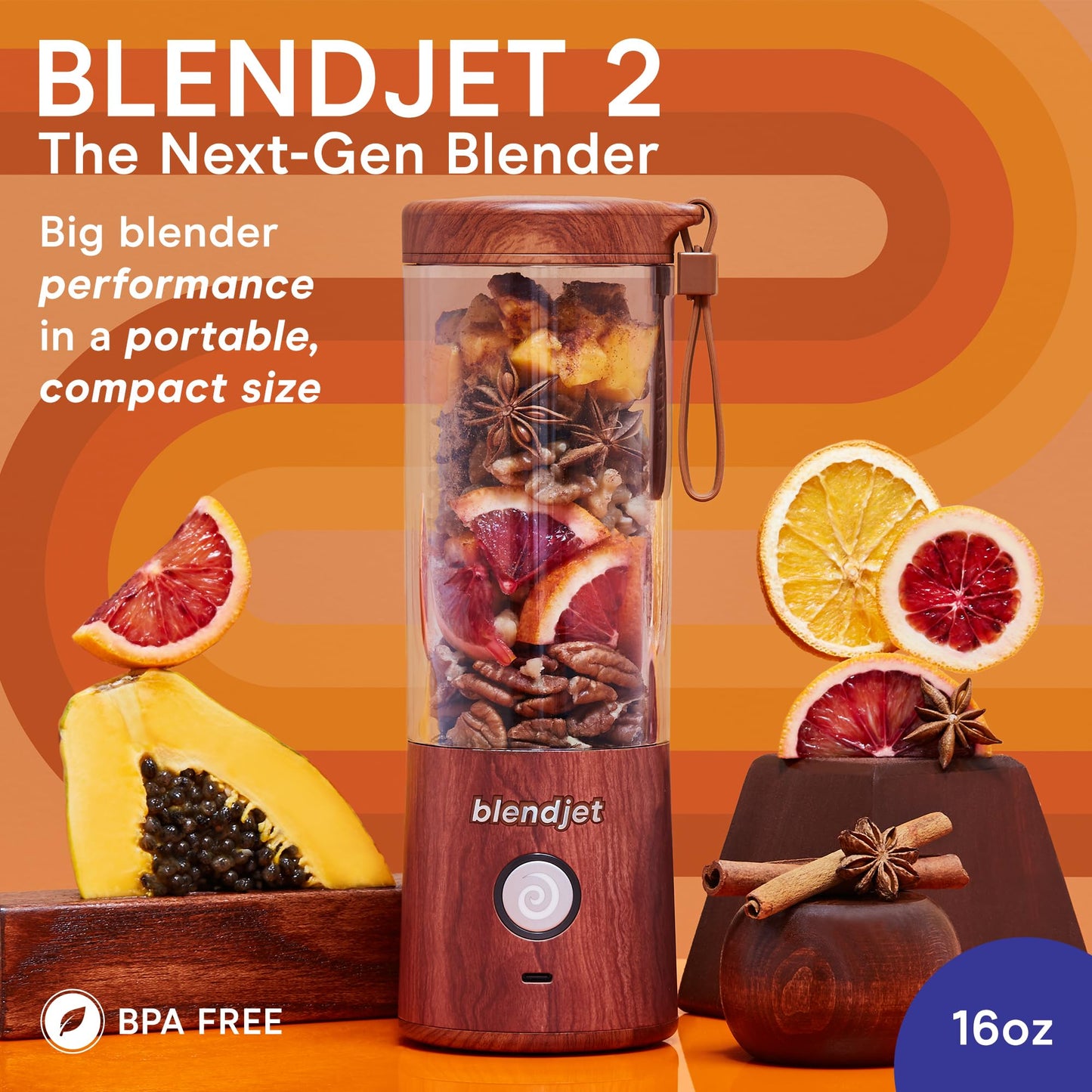 BlendJet 2 Portable Blender - USB-C Rechargeable 16oz Personal Blender