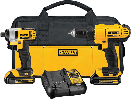 DEWALT 20V MAX Cordless Drill & Impact Driver Combo Kit with 2 Batteries