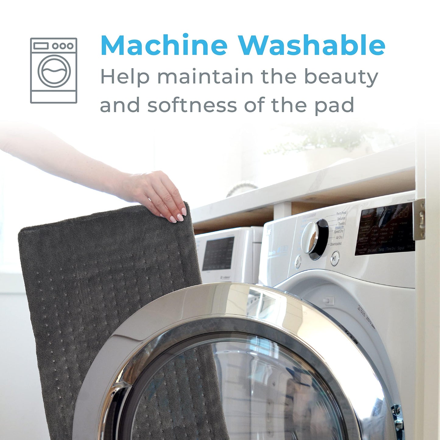 Pure Enrichment® PureRelief® XL Heating Pad - 12" x 24" Electric Heating Pad for Back Pain & Cramps, 6 Heat Settings, Soft Machine Wash Fabric, Auto-Off & Moist Heat (Charcoal Gray)