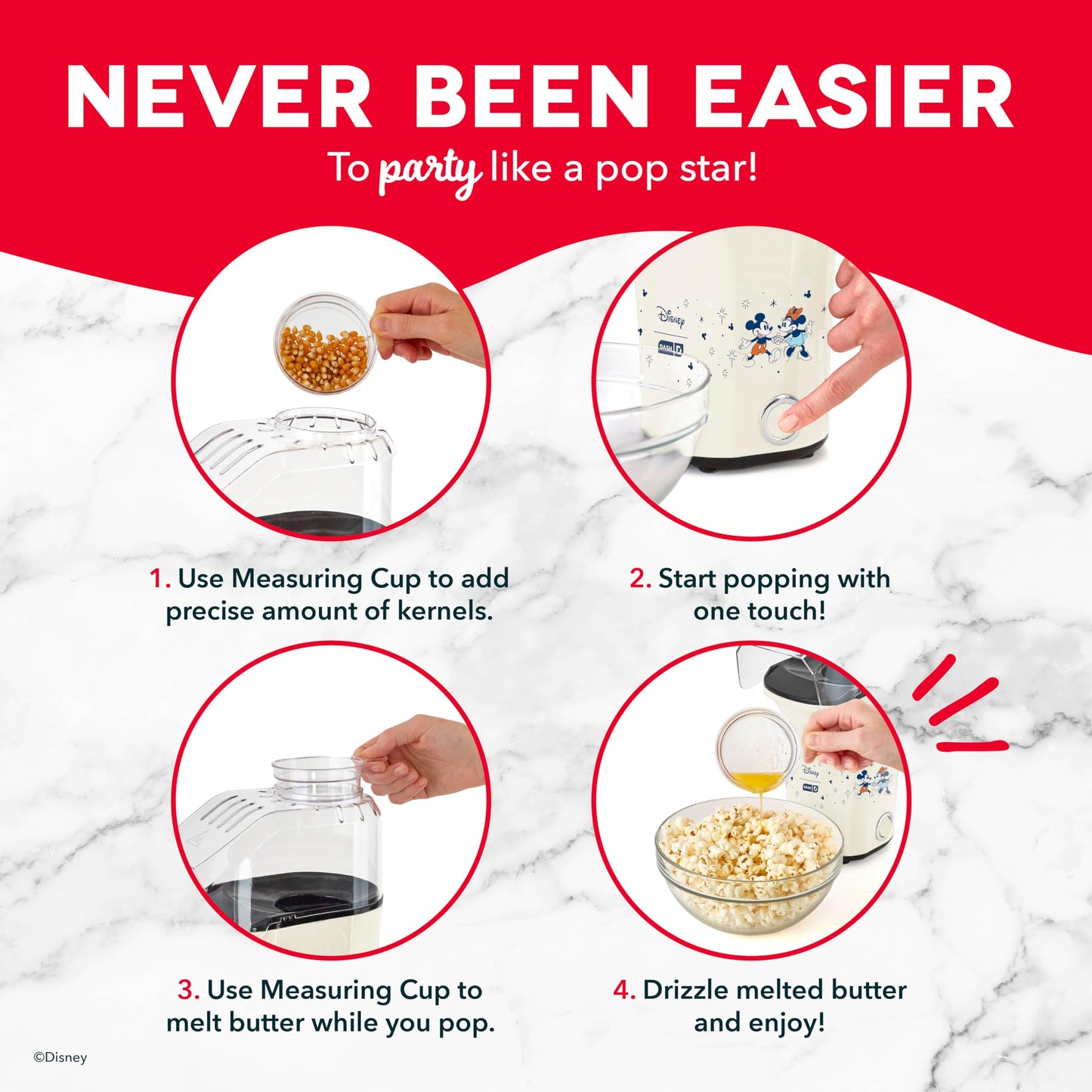 Dash Fresh Pop Popcorn Maker - Oil-Free, Air Popcorn Popper - With Measuring Cup & Recipe Guide - Perfect for Movie Nights - 16 Cups, Aqua