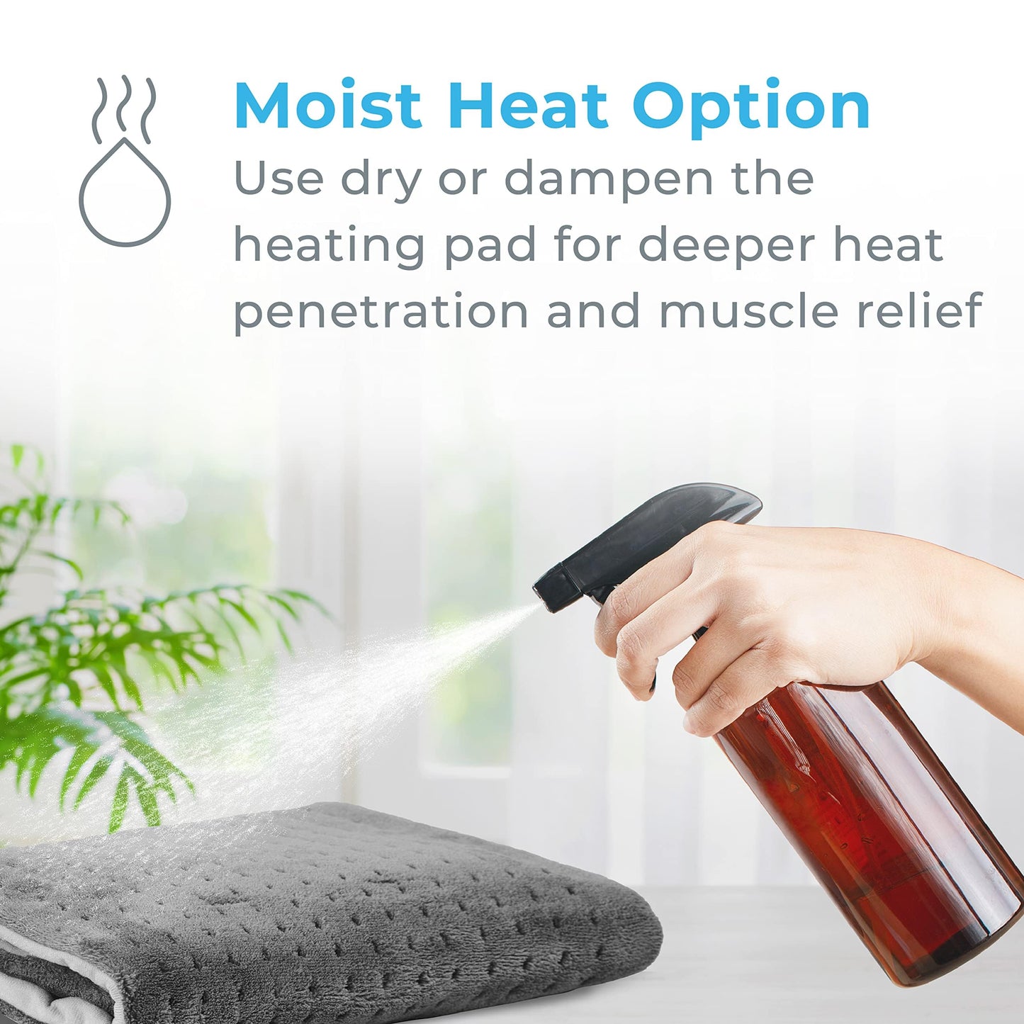 Pure Enrichment® PureRelief® XL Heating Pad - 12" x 24" Electric Heating Pad for Back Pain & Cramps, 6 Heat Settings, Soft Machine Wash Fabric, Auto-Off & Moist Heat (Charcoal Gray)