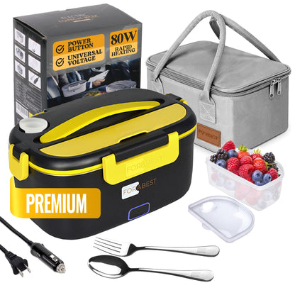 FORABEST Electric Heated Lunch Box 1.5L – Portable Leakproof Food Warmer with Thermal Bag