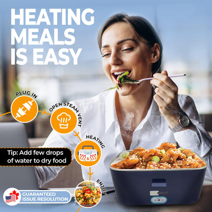 FORABEST Electric Heated Lunch Box 1.5L – Portable Leakproof Food Warmer with Thermal Bag