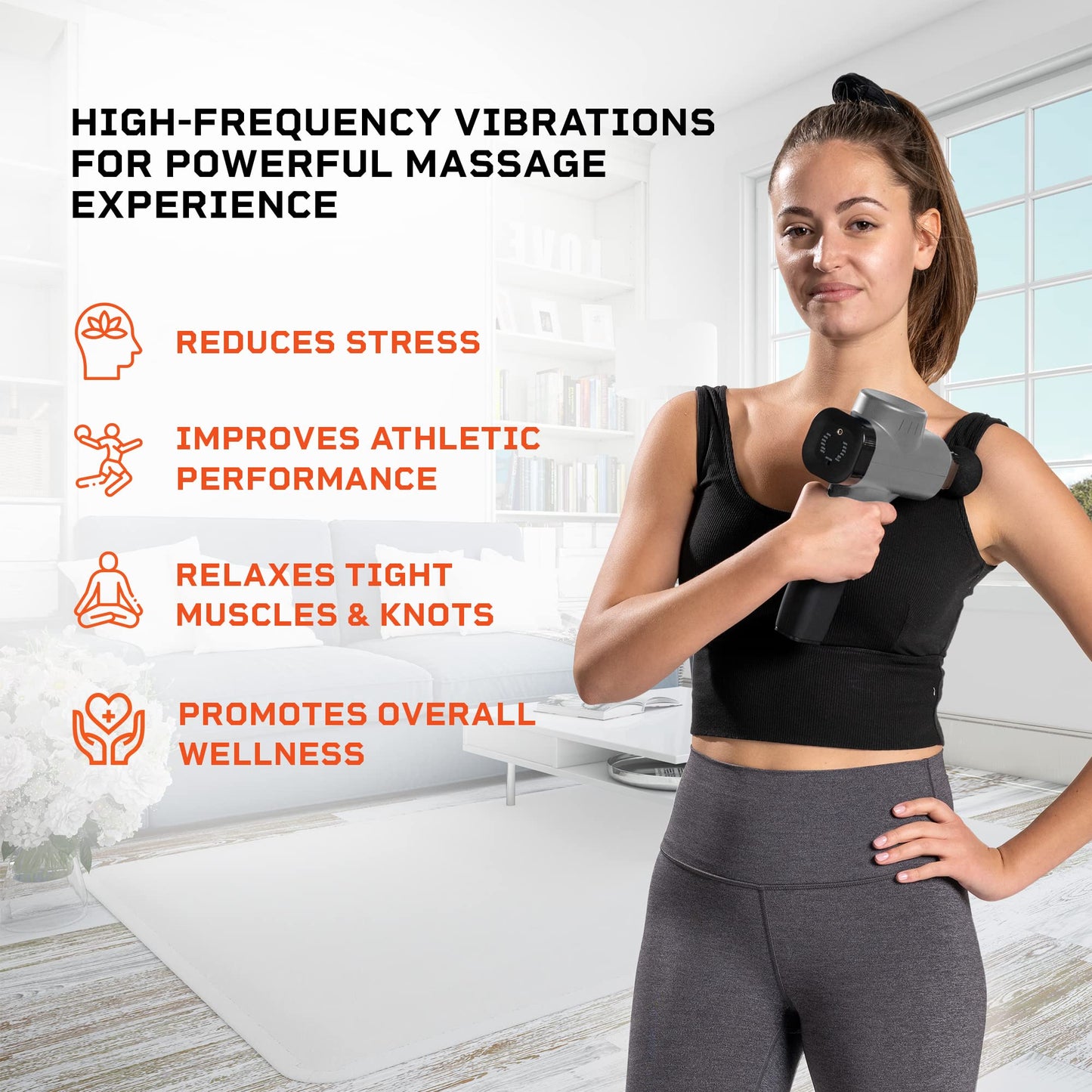 LifePro Deep Tissue Massage Gun – Muscle Massager with 8 Heads, 5 Speeds, Percussion Gun for Athletes