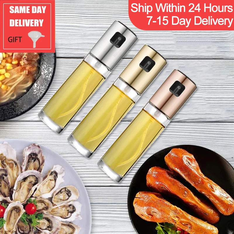 Kitchen Push-Type Olive Oil Sprayer & Leak-Proof BBQ Dispenser