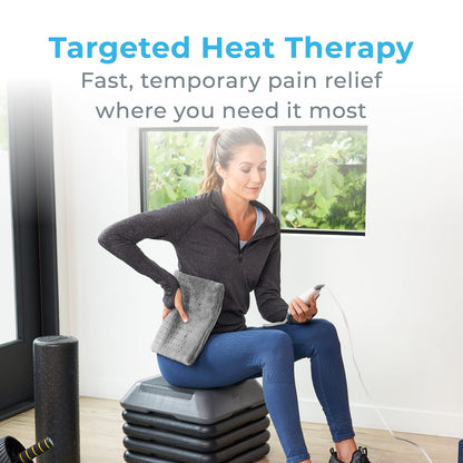 Pure Enrichment® PureRelief® XL Heating Pad - 12" x 24" Electric Heating Pad for Back Pain & Cramps, 6 Heat Settings, Soft Machine Wash Fabric, Auto-Off & Moist Heat (Charcoal Gray)