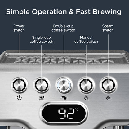 Geek Chef Espresso Machine – 20 Bar Home Coffee Maker with Milk Frother