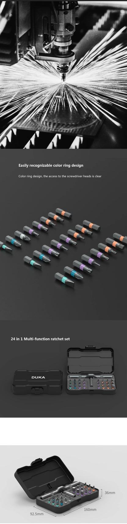 DUKA RS1 Premium Quality 24-in-1 Ratchet Screwdriver Set – Magnetic DIY Tool Kit