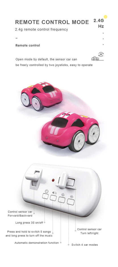 RC Intelligent Sensor Remote Control Cartoon Mini Electric Car Smart Music Lighting Children Toys Gift