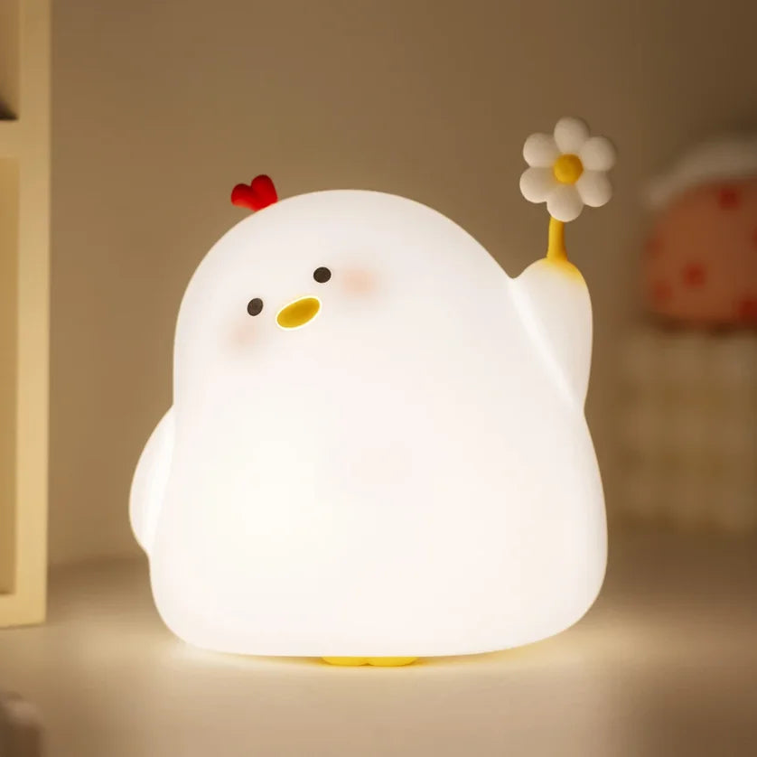 Cute Duck LED Night Light – USB Rechargeable Silicone Lamp