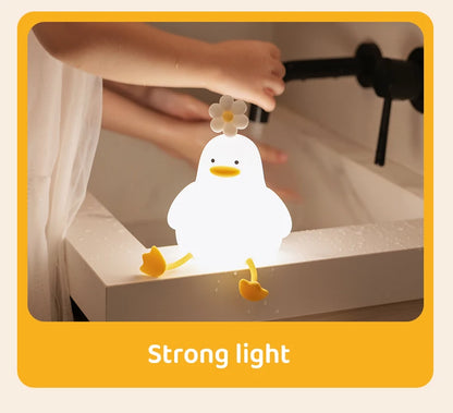 Cute Duck LED Night Light – USB Rechargeable Silicone Lamp