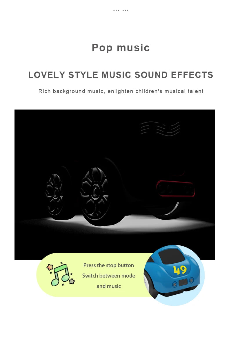 RC Intelligent Sensor Remote Control Cartoon Mini Electric Car Smart Music Lighting Children Toys Gift