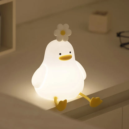 Cute Duck LED Night Light – USB Rechargeable Silicone Lamp
