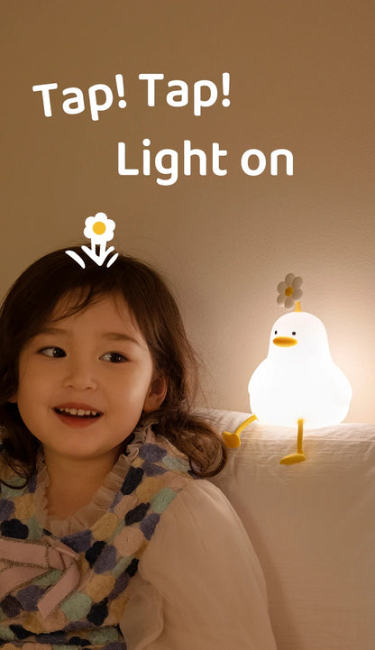 Cute Duck LED Night Light – USB Rechargeable Silicone Lamp