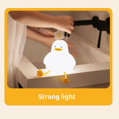 Cute Duck LED Night Light – USB Rechargeable Silicone Lamp