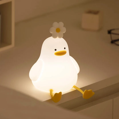 Cute Duck LED Night Light – USB Rechargeable Silicone Lamp