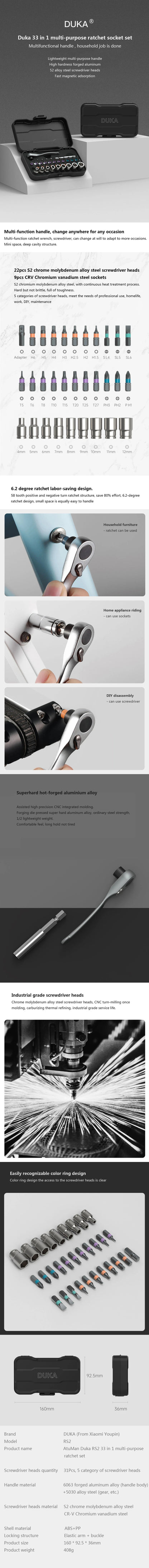 DUKA RS1 Premium Quality 24-in-1 Ratchet Screwdriver Set – Magnetic DIY Tool Kit