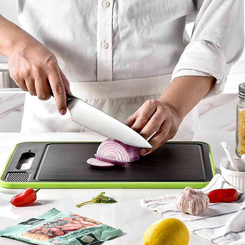 Double-Sided Cutting Board with Defrosting Function – Kitchen Chopping Board with Knife Sharpener
