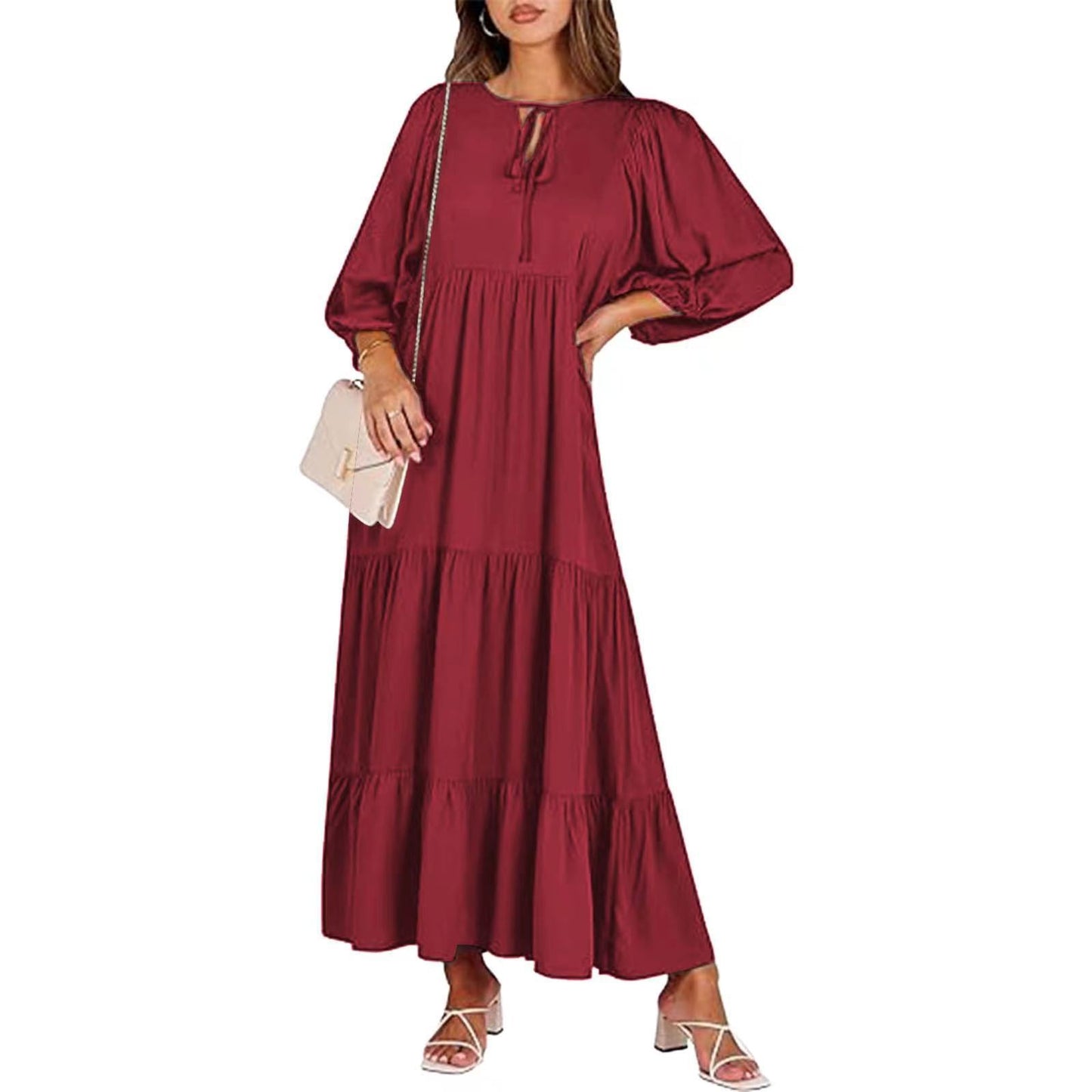 Women’s Summer Bohemian Dress – Vintage Printed, Casual Loose V-Neck, Short Sleeve, Long Elegant Dress