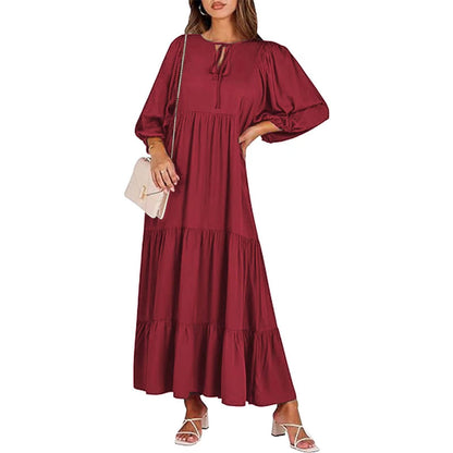 Women’s Summer Bohemian Dress – Vintage Printed, Casual Loose V-Neck, Short Sleeve, Long Elegant Dress