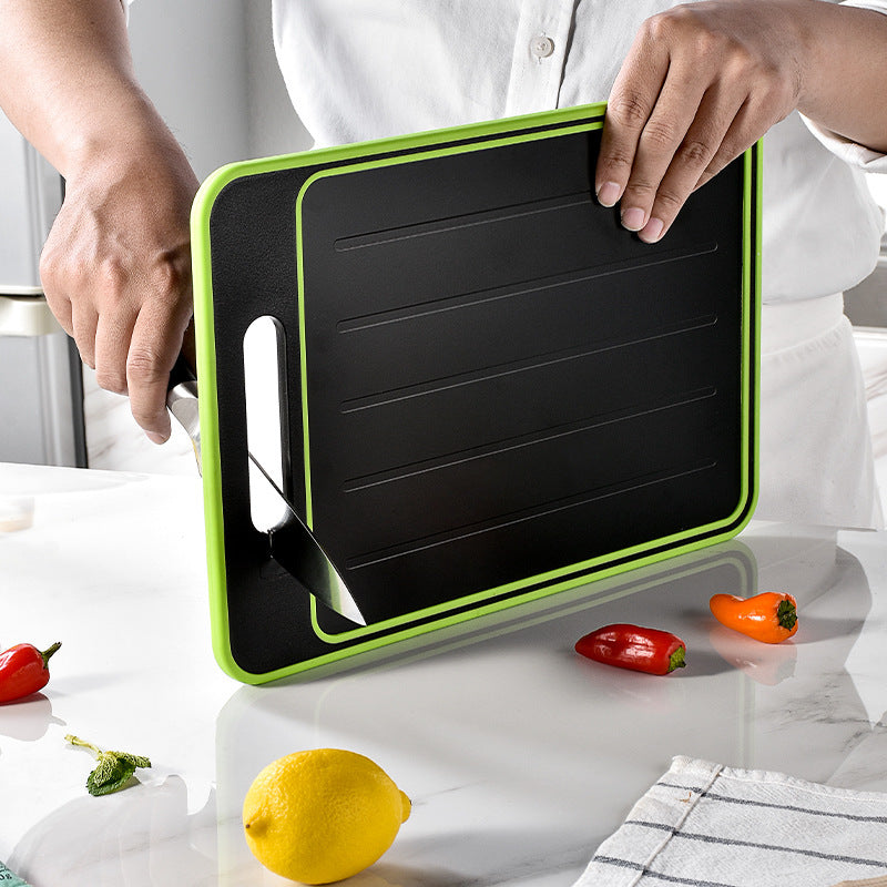 Double-Sided Cutting Board with Defrosting Function – Kitchen Chopping Board with Knife Sharpener
