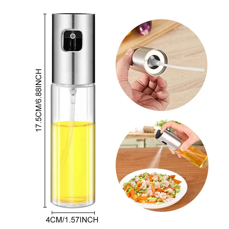 Kitchen Push-Type Olive Oil Sprayer & Leak-Proof BBQ Dispenser