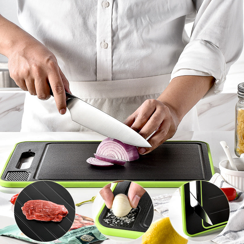 Double-Sided Cutting Board with Defrosting Function – Kitchen Chopping Board with Knife Sharpener